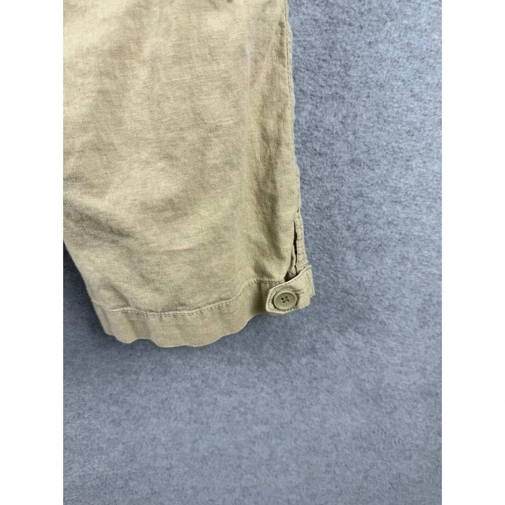 Banana Republic Cropped Cargo Pants Women's 8 Tan‎ Linen Cotton High Rise Casual