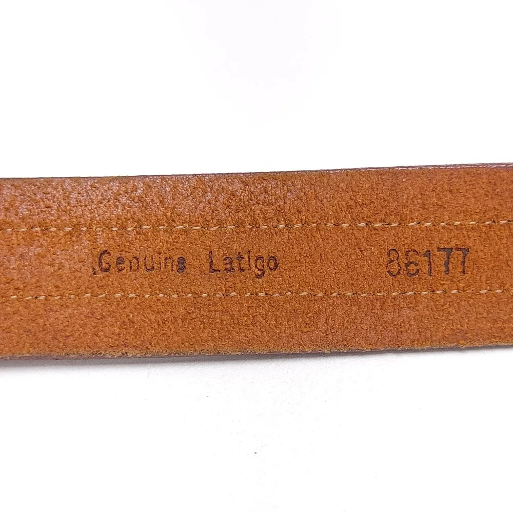 Lejon Mens Leather Belt Genuine Latigo USA‎ Brass Buckle Sz 50