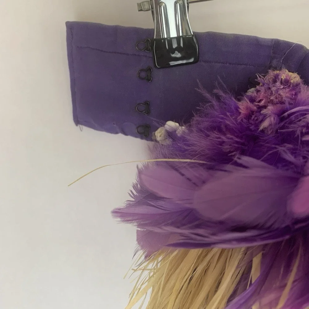 Vintage Hula Grass Skirt Hawaiian Polynesian Tiki Costume Feathers Handmade FLAW