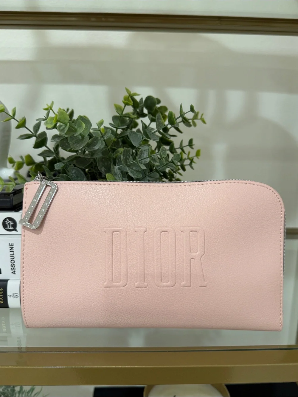 Dior Blush Pink Embossed Leather Pouch