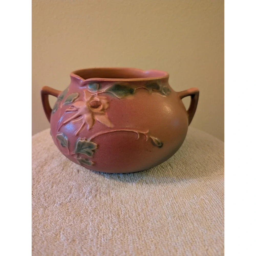 Vintage 1941 Roseville Pottery Tan/Orange Planter Vase Pot #399-4