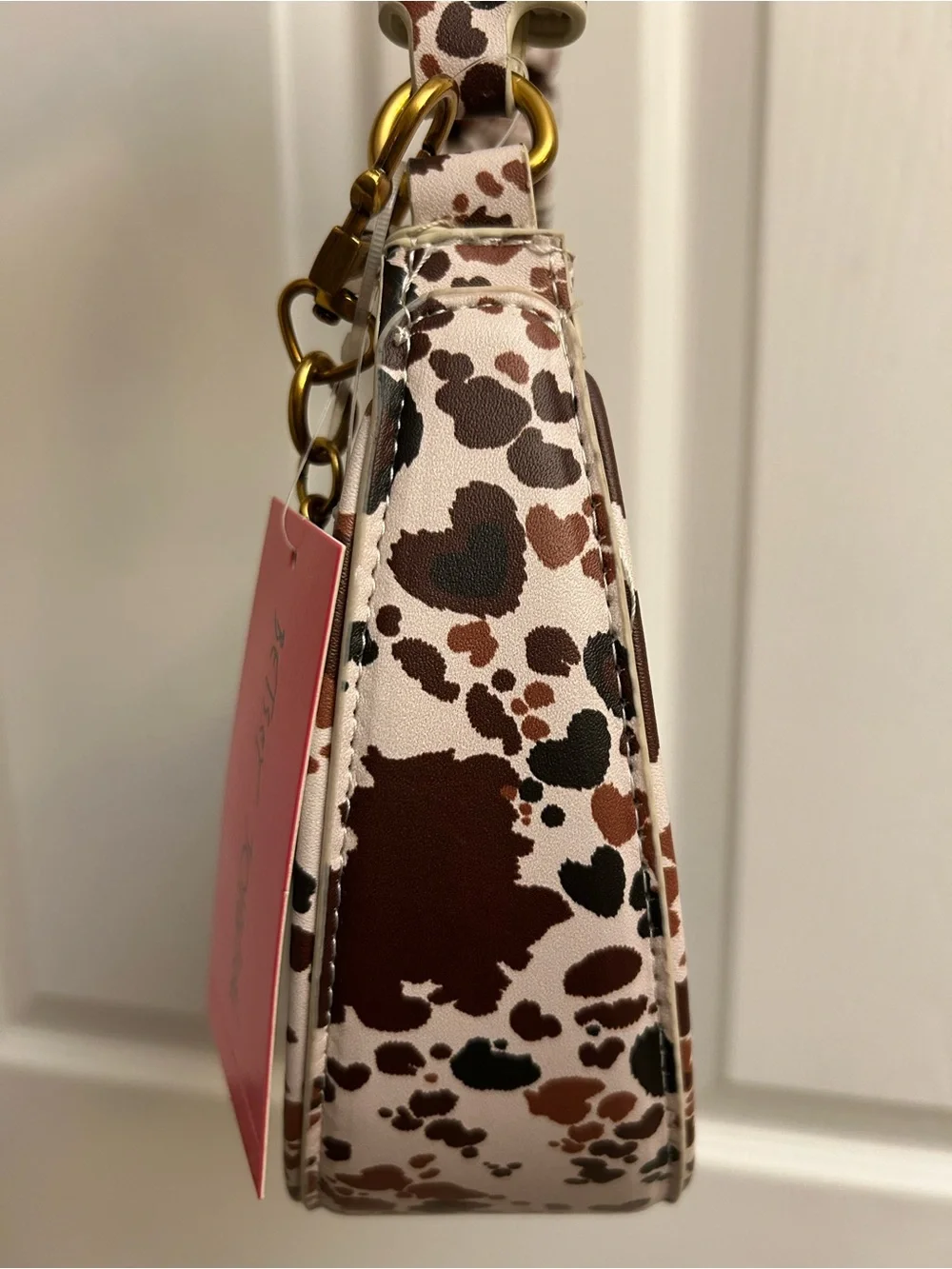 Betsey Johnson Brown & Cream Heart Print Hobo Bag