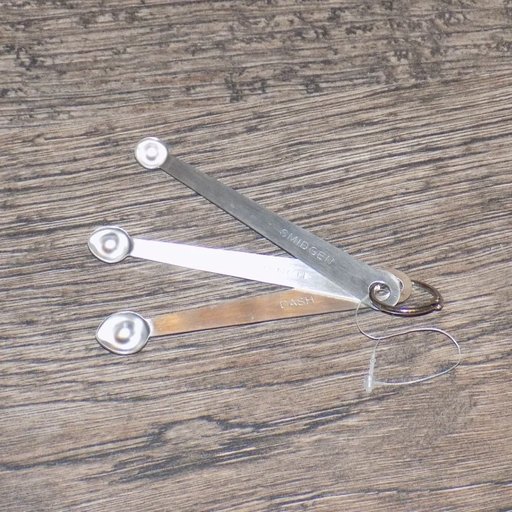 Set 3 Smidgen Pinch‎ Dash Measuring Spoons Small Tiny Spices Herbs Cooking