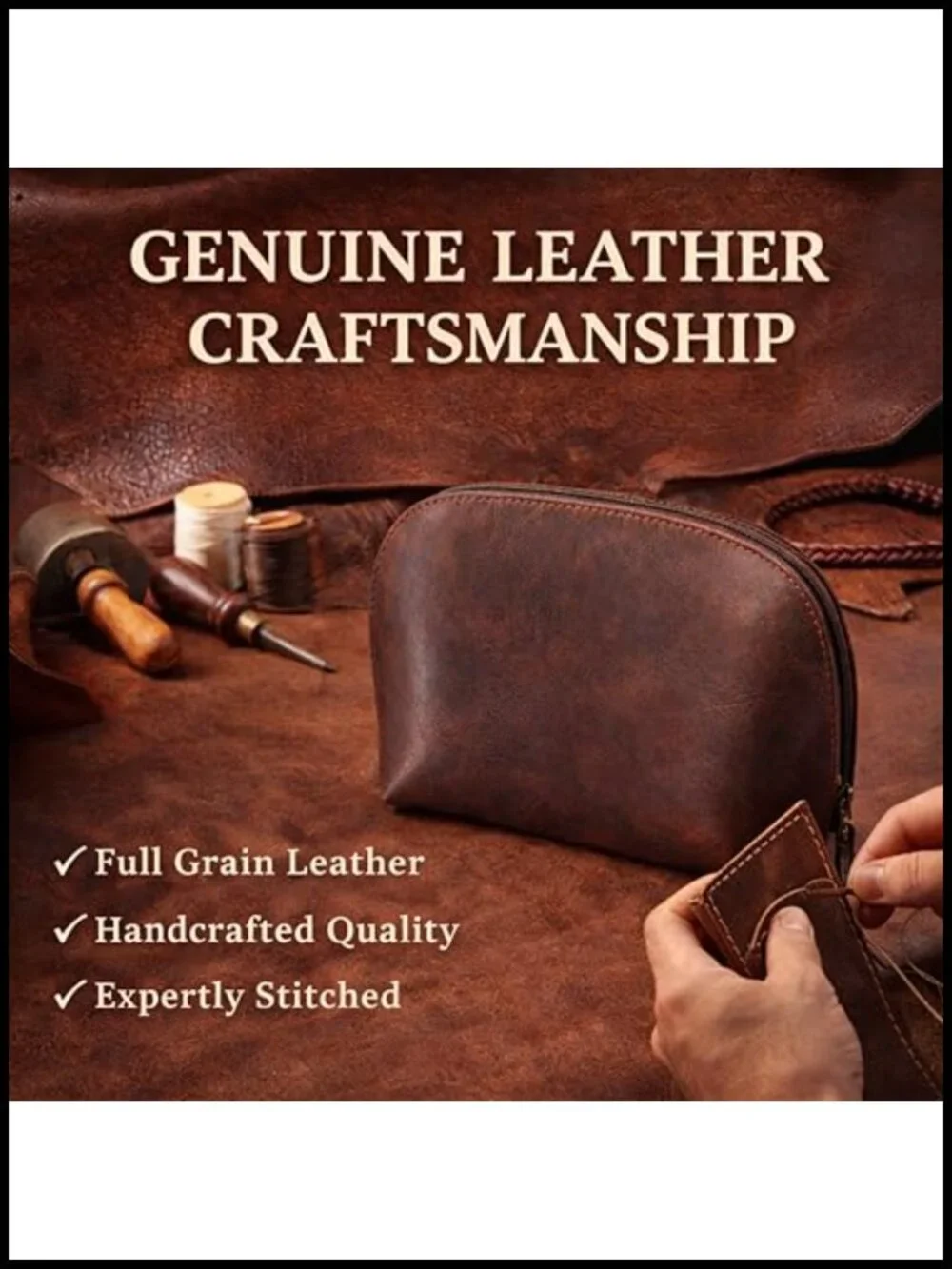 Genuine Leather Toiletry Bag Organizer Dopp Kit with YKK Zipper