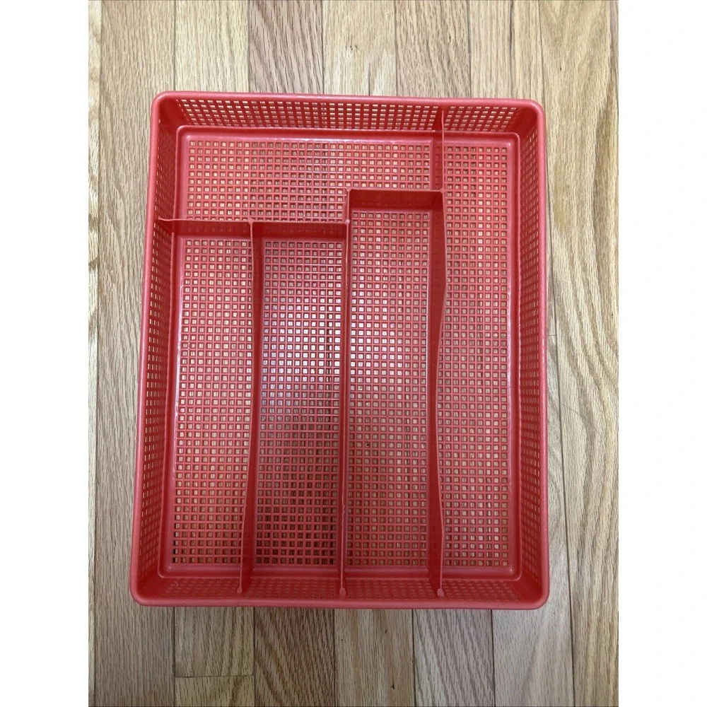 Orange Plastic Silverware Utensil Drawer Organizer Tray 5‎ Compartments Kitchen