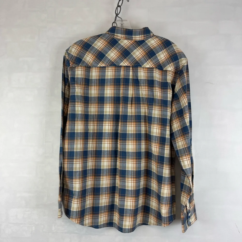 J.Crew Plaid Button Down Shirt Medium Blue Tan‎ Flannel Long Sleeve NWT