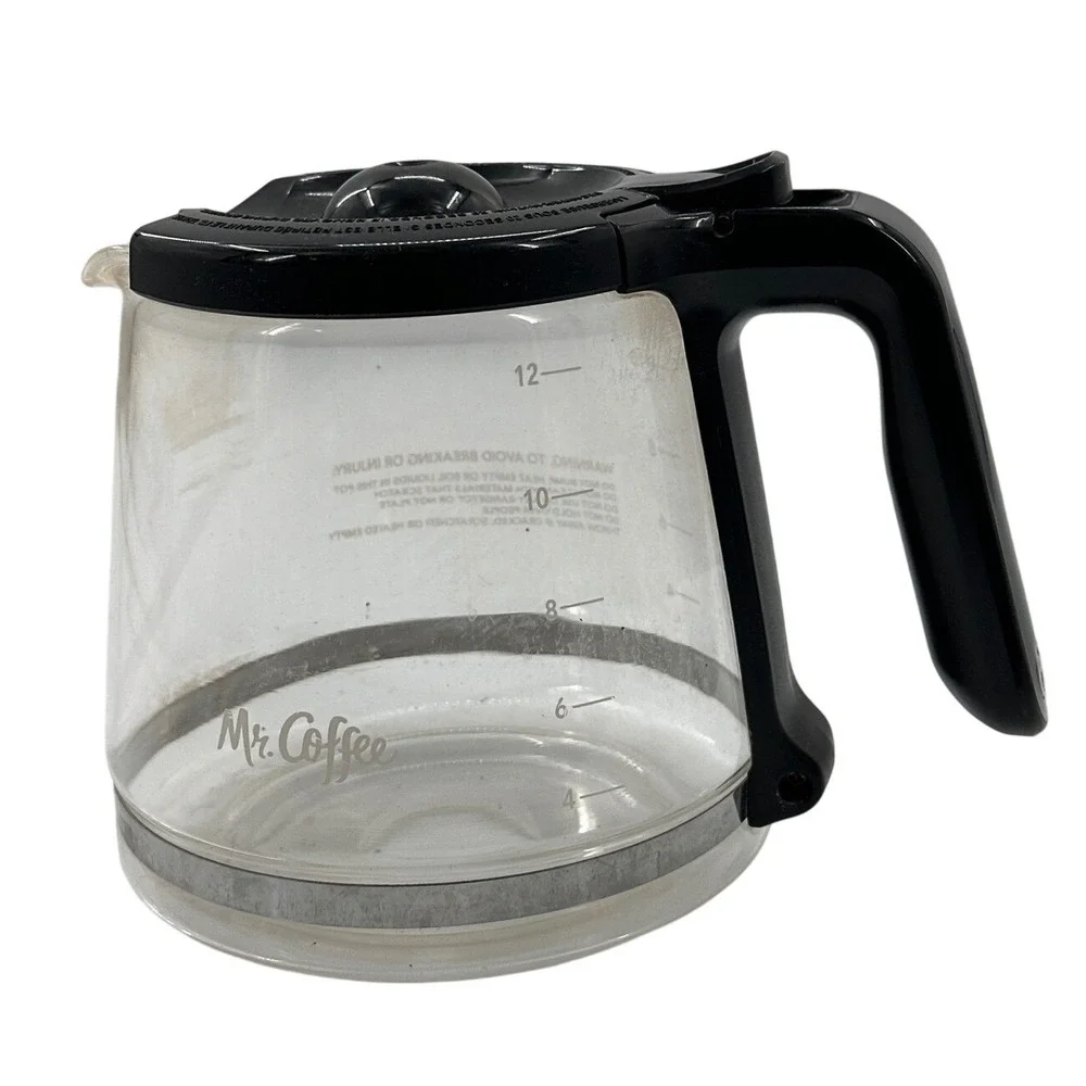 Mr. Coffee 12 Cup Glass Replacement Carafe Black Handle Lid Universal‎ 1014