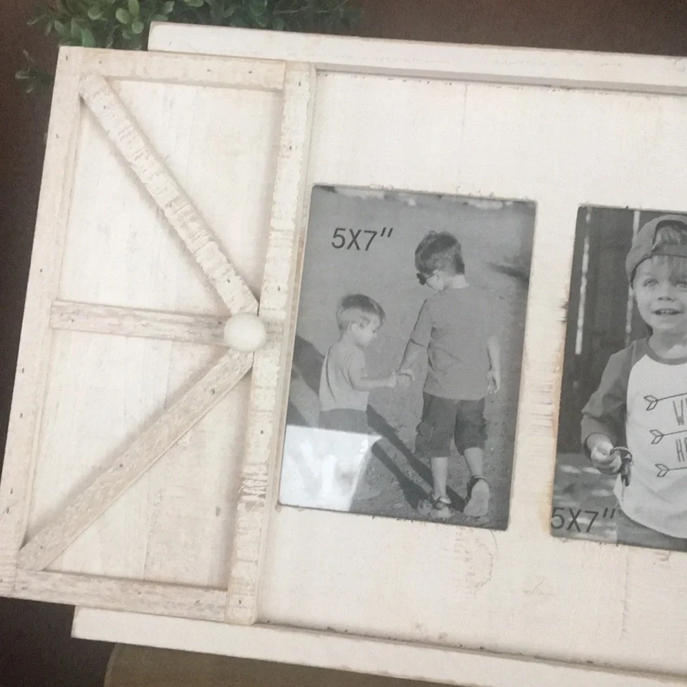 NEW!! Shabby Chic Cottage Distressed White Farmhouse Wood Barn Door Photo Frame