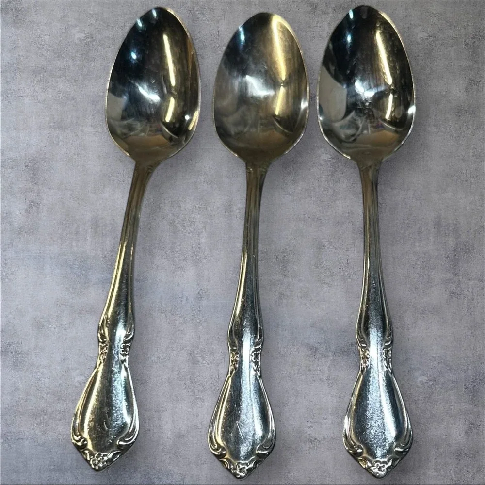 3 Oneida Oneidacraft CHATEAU Teaspoons Stainless Deluxe Flatware‎ Silverware