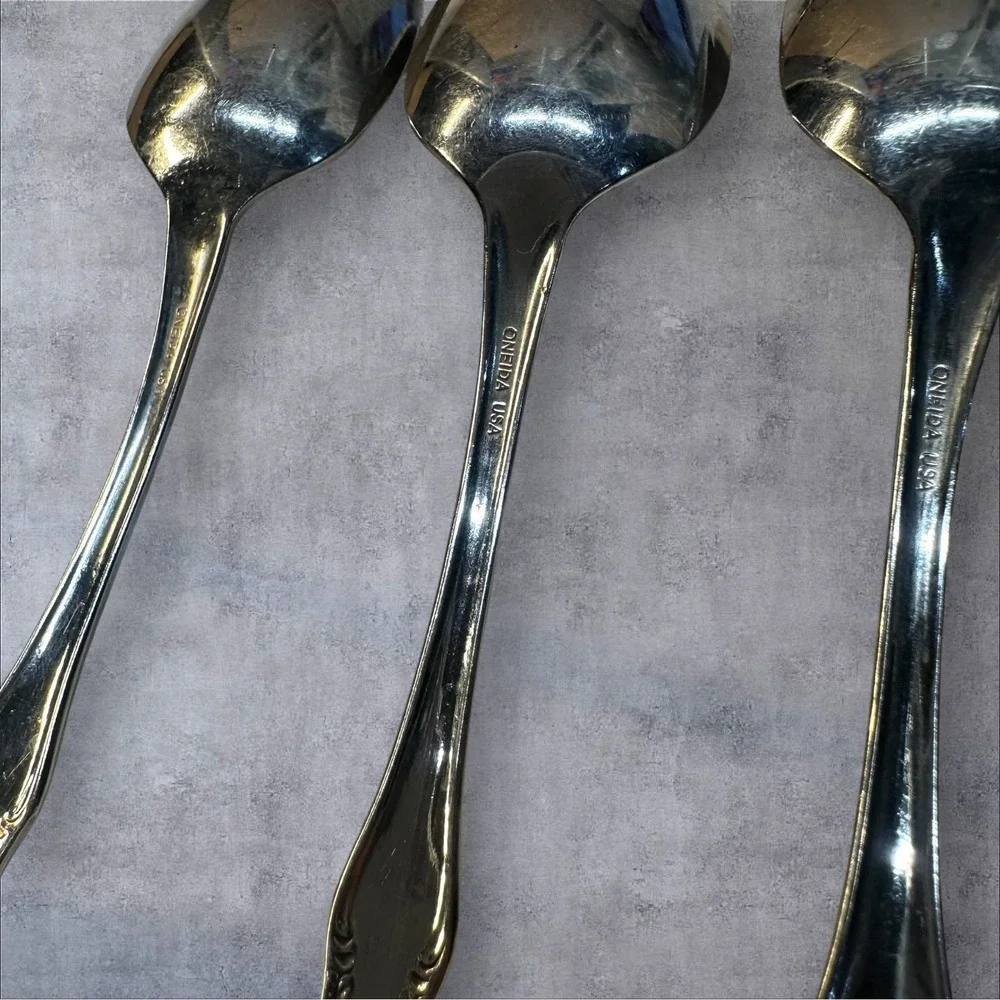 3 Oneida Oneidacraft CHATEAU Teaspoons Stainless Deluxe Flatware‎ Silverware