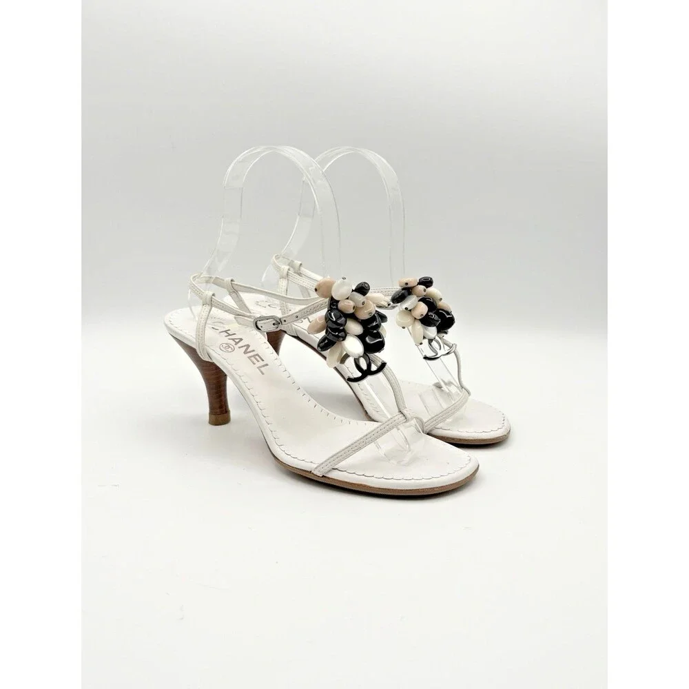 CHANEL white leather