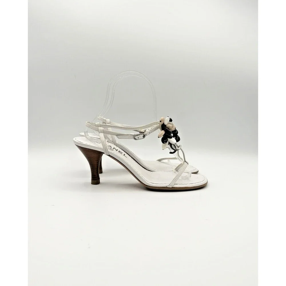 CHANEL white leather