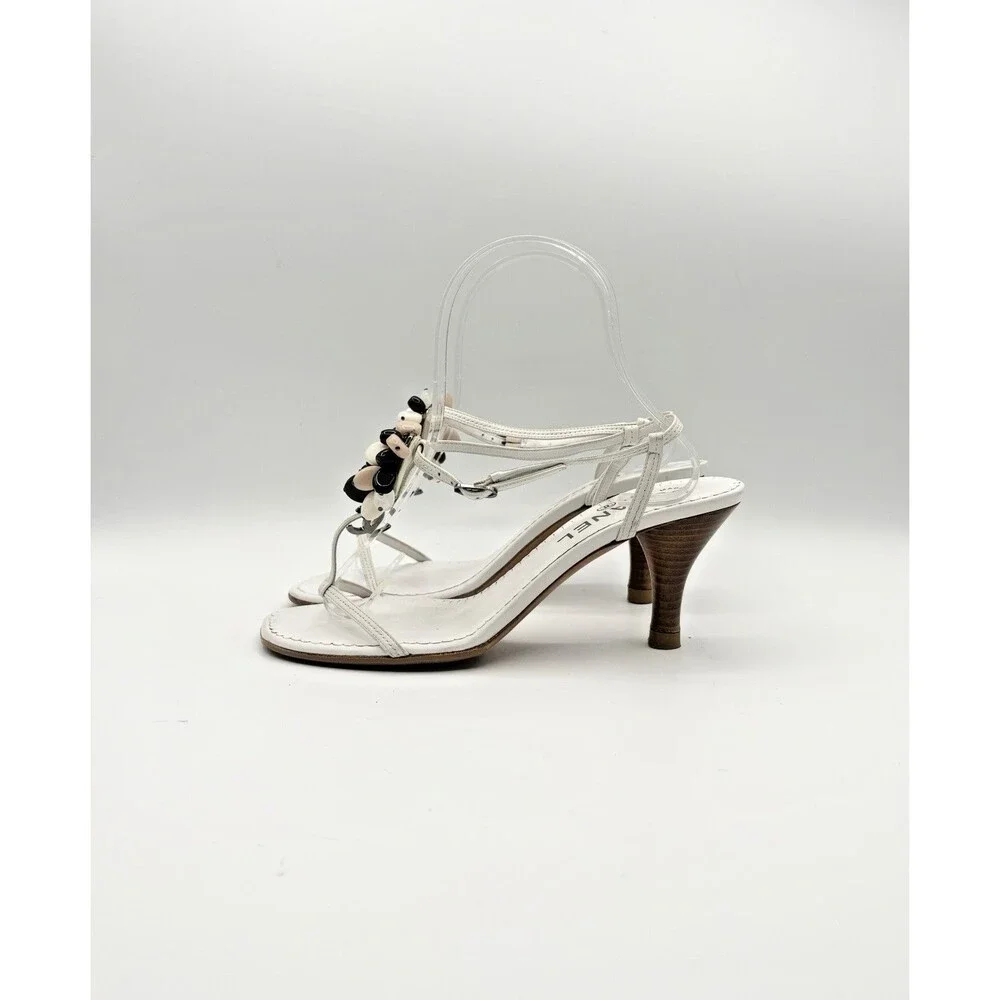 CHANEL white leather