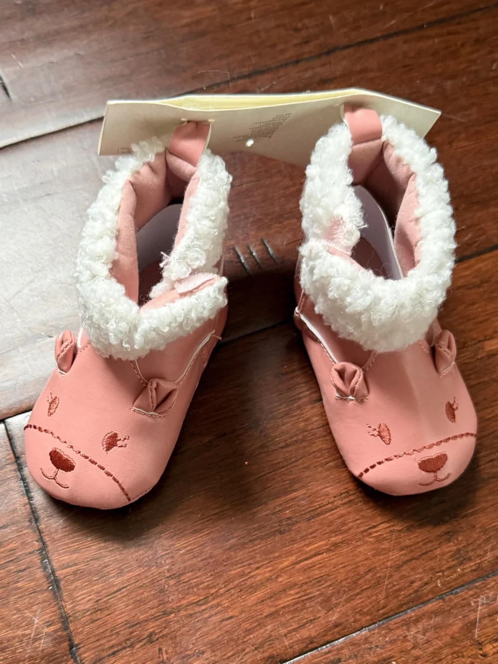 Pink Faux-Fur Lined Baby Booties