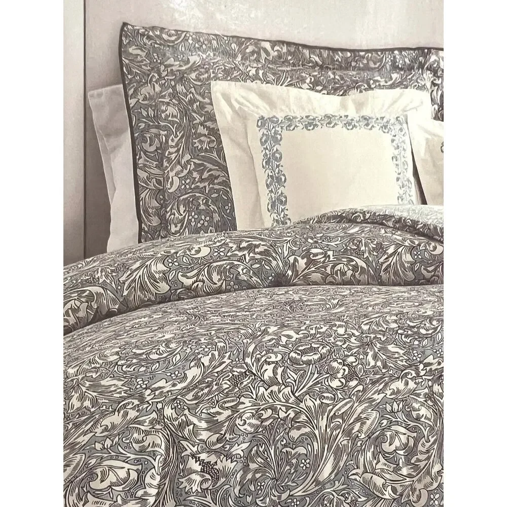 William MORRIS & CO. KING Duvet Cover Set Blue White Reversible 100% COTTON NWT