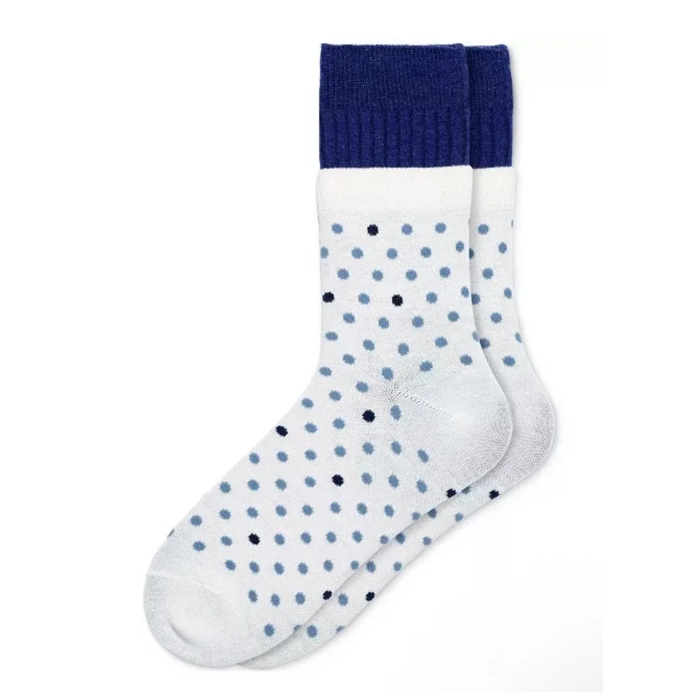 HUE Layered Demi Crew Socks 2 Pair Pack Polka Dot White Blue Women One‎ Size