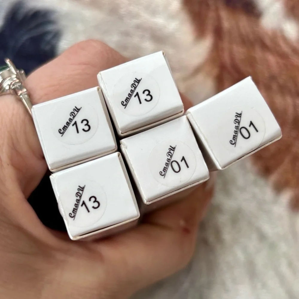 Brand New CmaaDu Set of 5 Matte Liquid Lipsticks 13 Ruby Red & 01 Waterproof