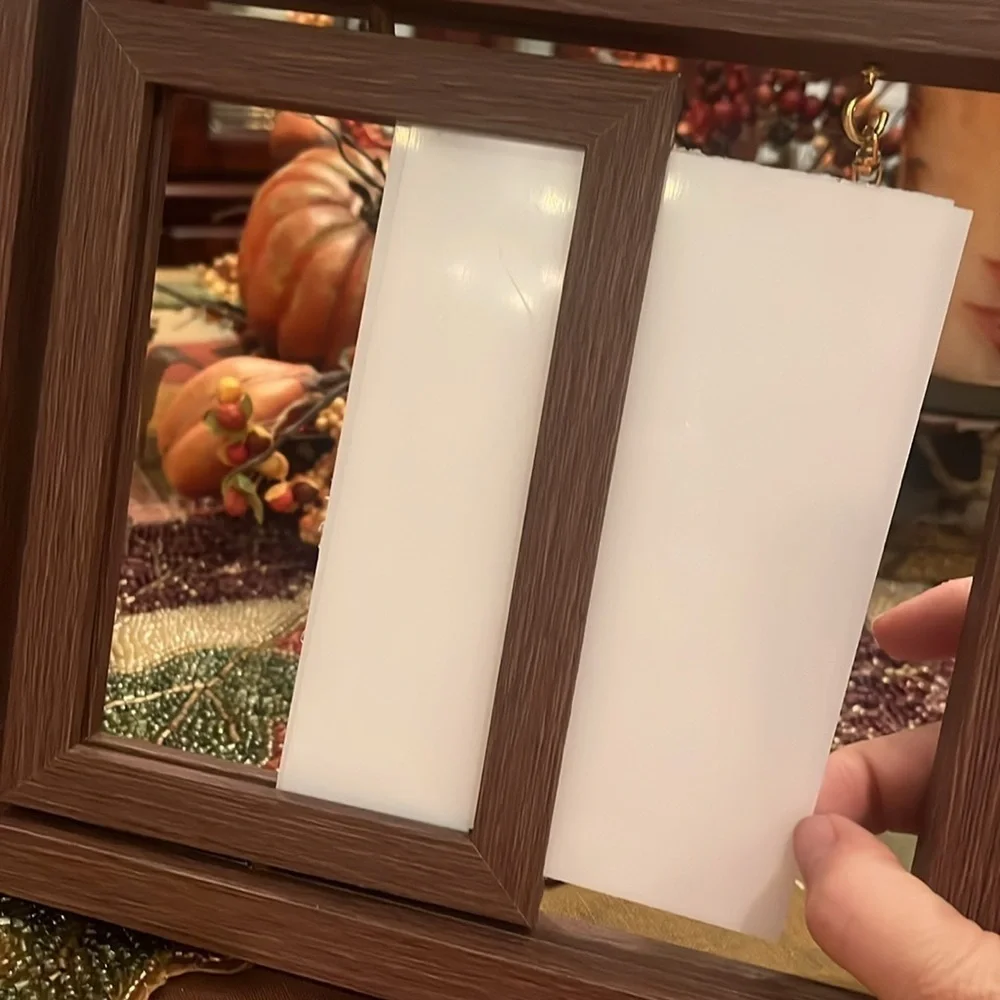 Brand New Pet Memorial Picture Frame Dog Cat Loss Rotating Wooden Photo Holder