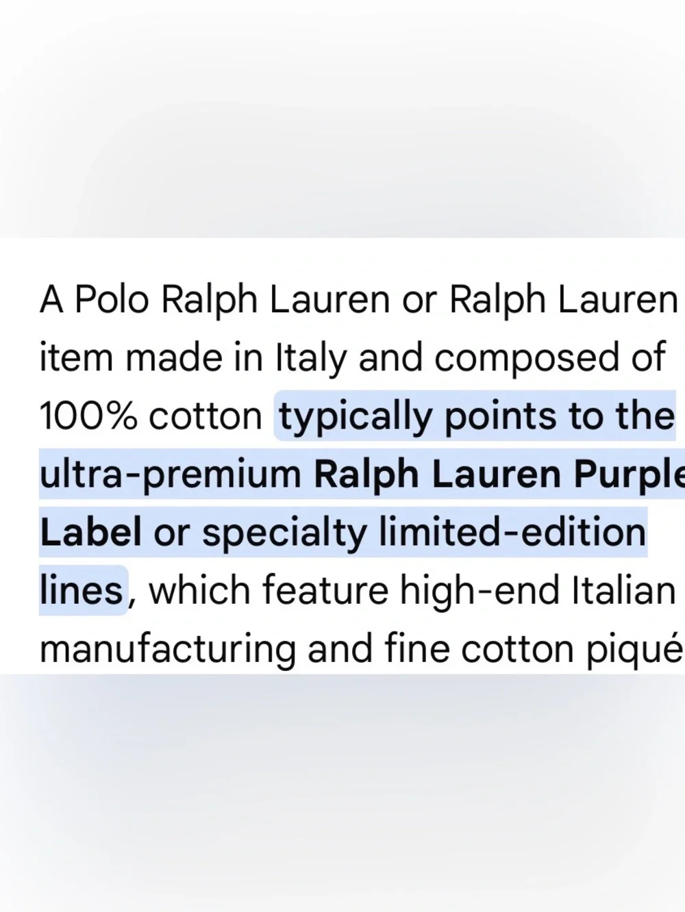 Polo Ralph Lauren high end