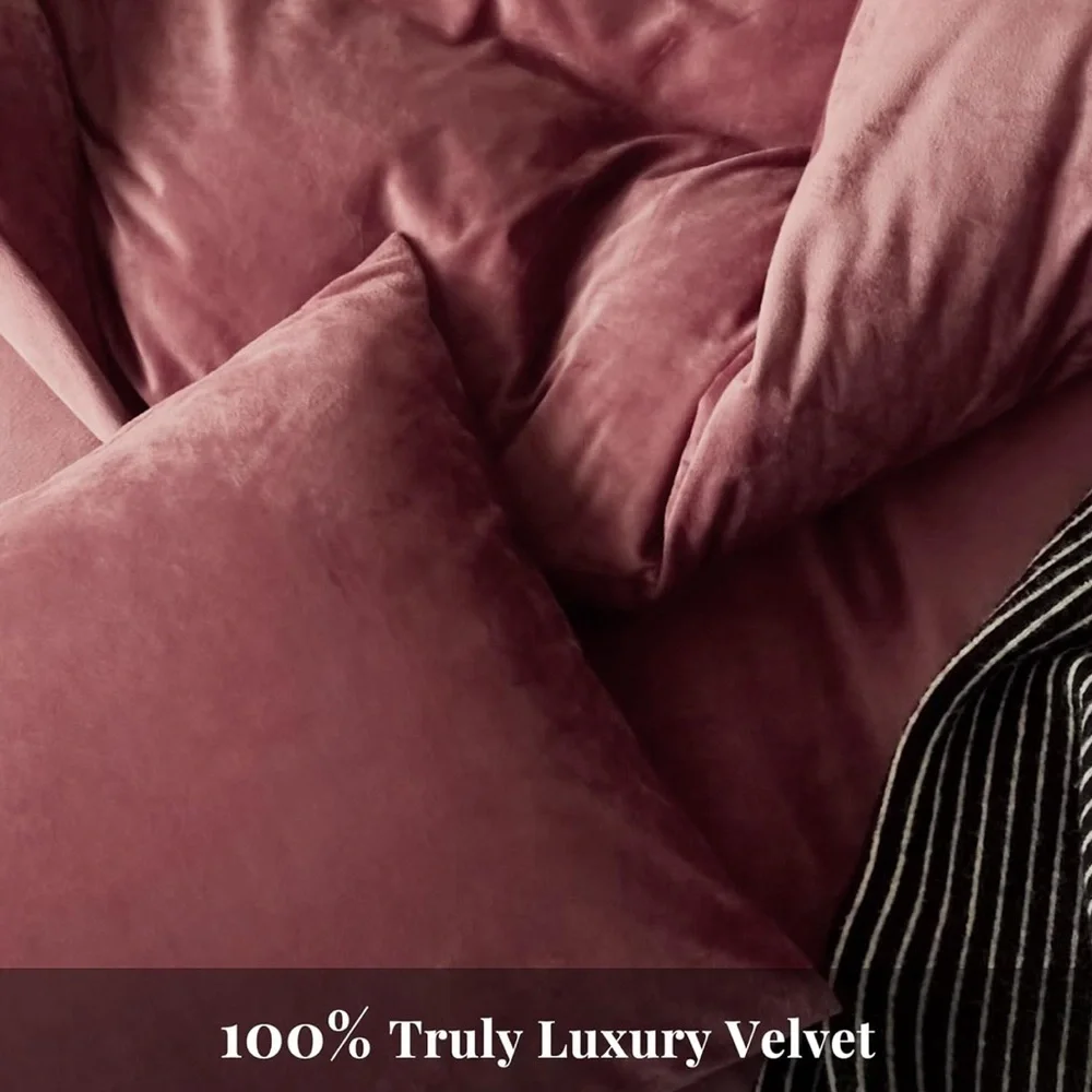 🆕 3 piece Pink Velvet Duvet Cover Set in size KING