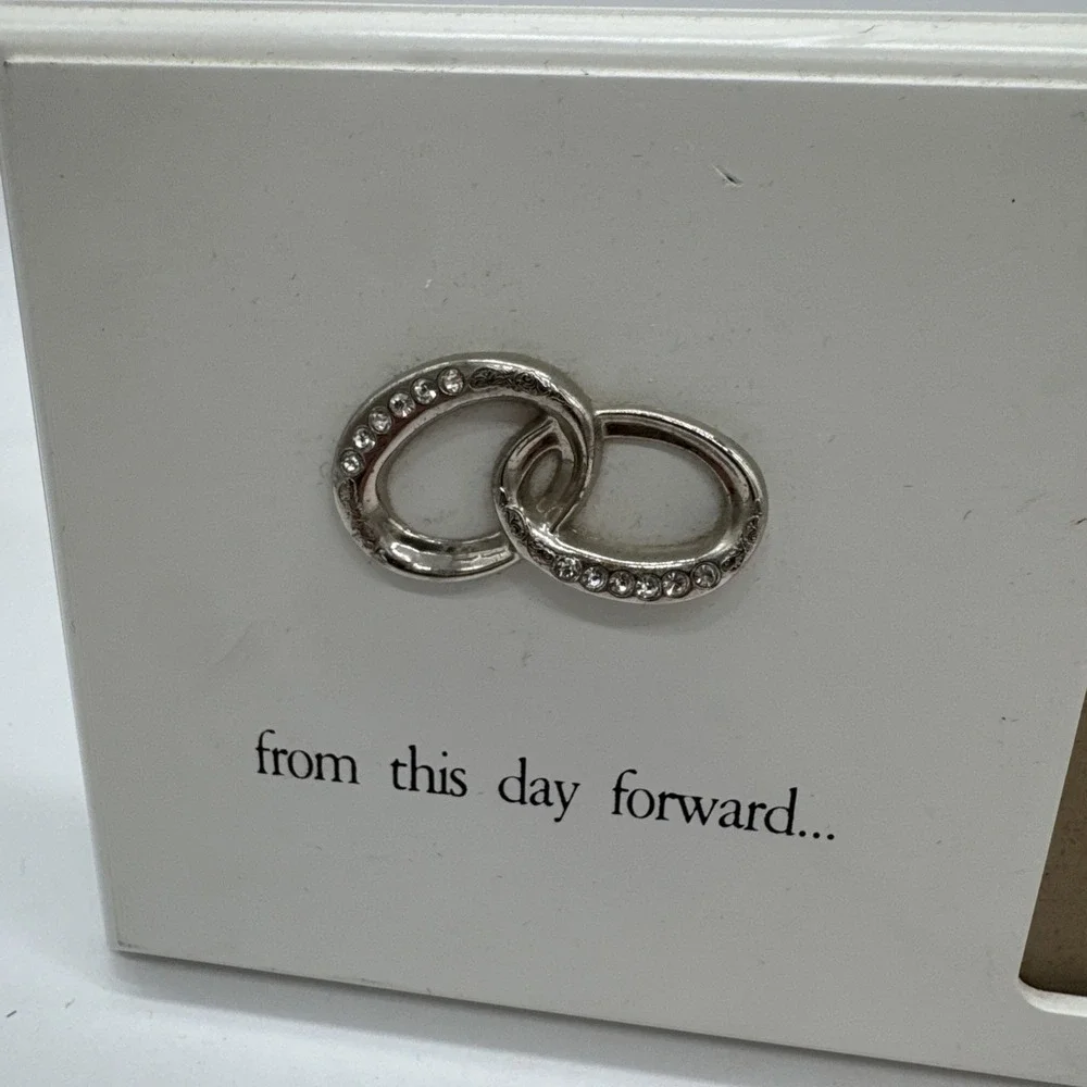 Home Picture Photo Frame Wedding White With Sliver Wedding Accents Bands 11