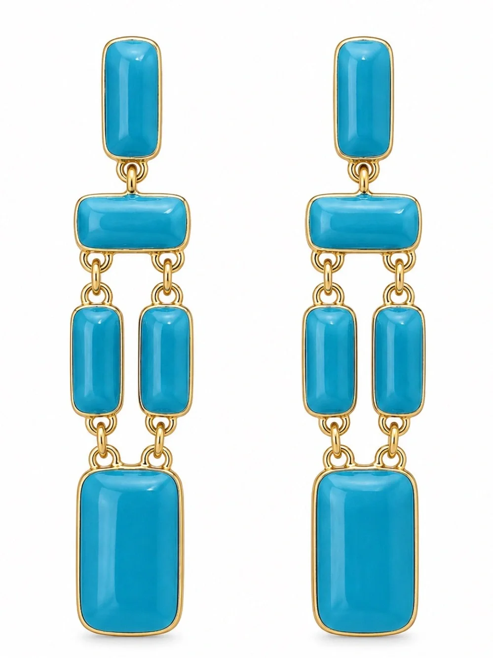 Kate Spade Gold Tone Faux Turquoise Enamel Drop Earrings
