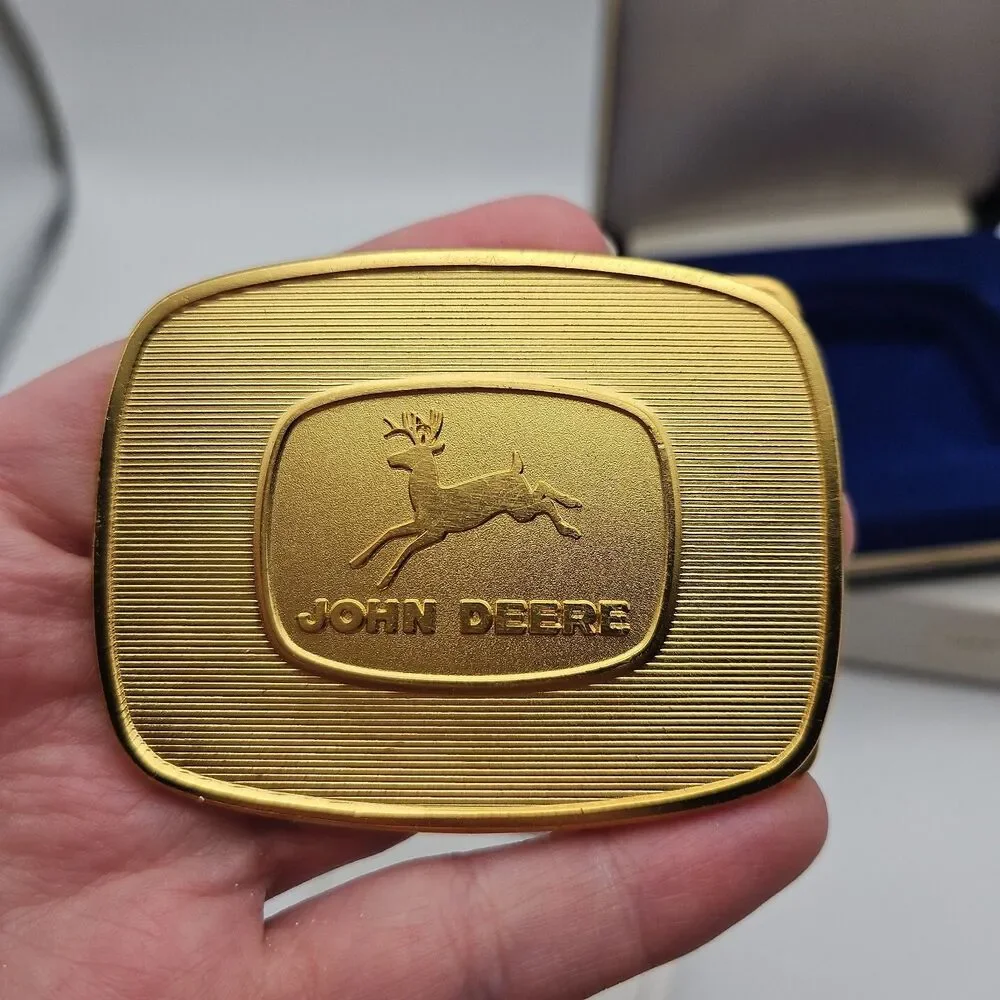 1956 John Deere 4 Legged Deer Trademark 24K Gold Plated Belt Buckle 1986 3403