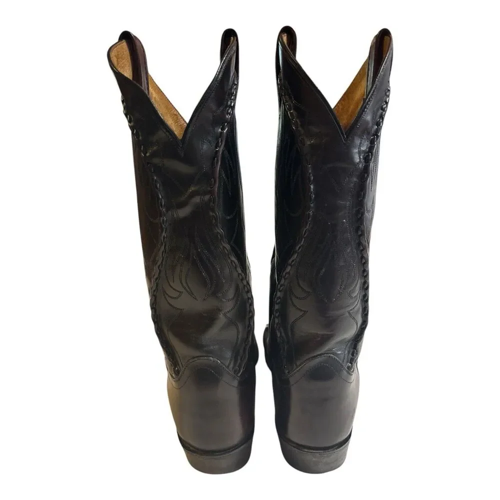 Vtg Dan Post Western Boots Mens 10D Mignon Black Cherry Bucklace Cowboy DP26679