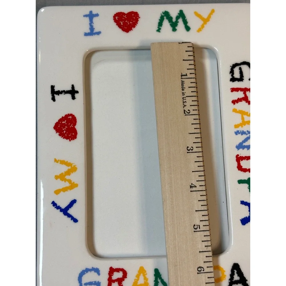 Vintage I Love My Grandpa Ceramic Picture Frame Multi-Color Crayon Style 4x6