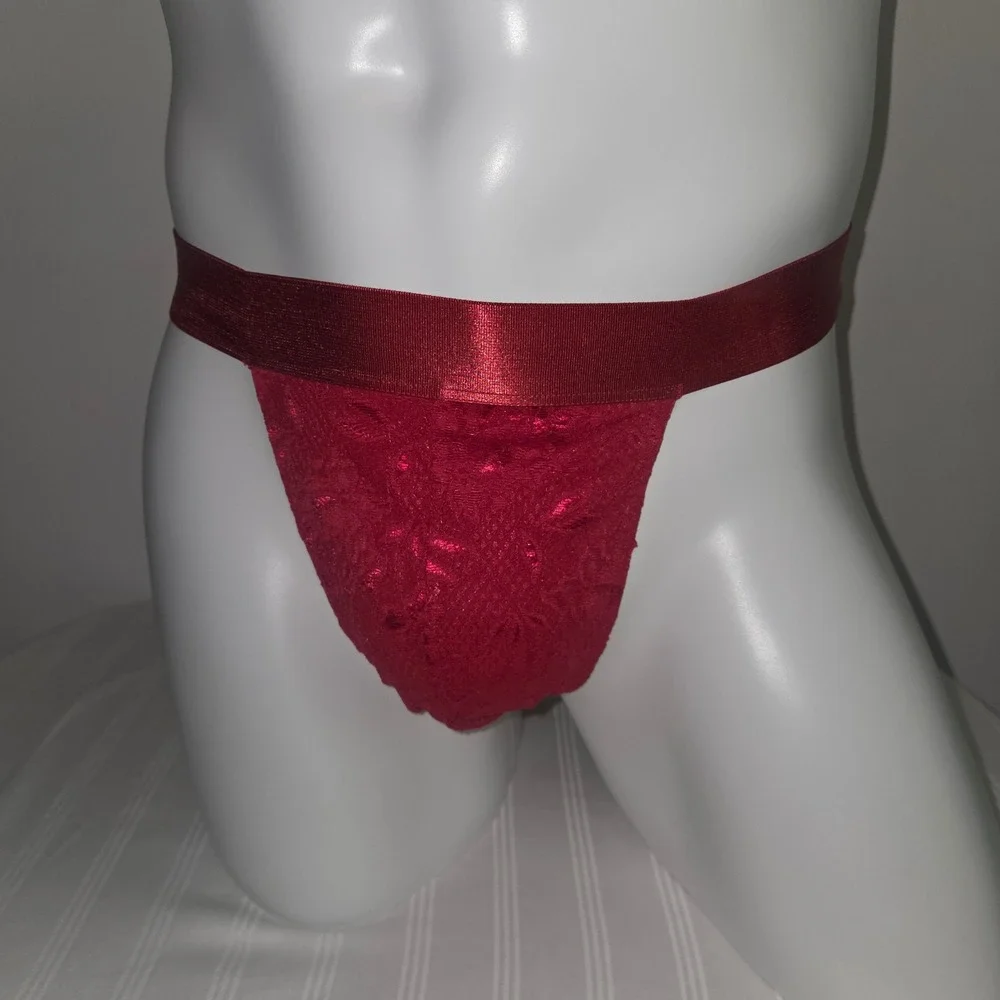 Cosabella Mens Red Floral Lace Jockstrap Underwear Strappy Pouch Lingerie