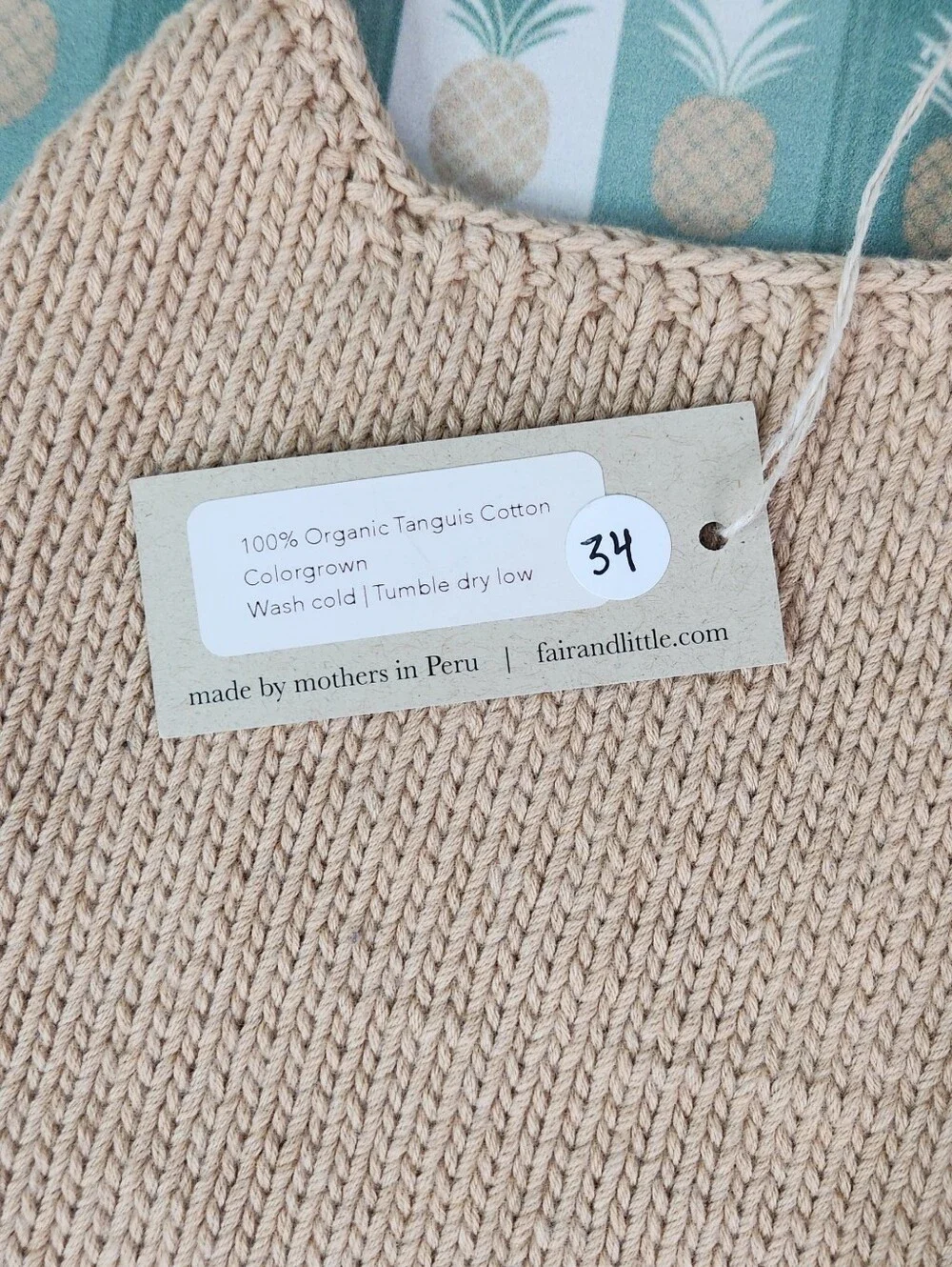 Fair + Simple Organic Cotton Baby Bib - Peruvian Heirloom Tanguis Fiber