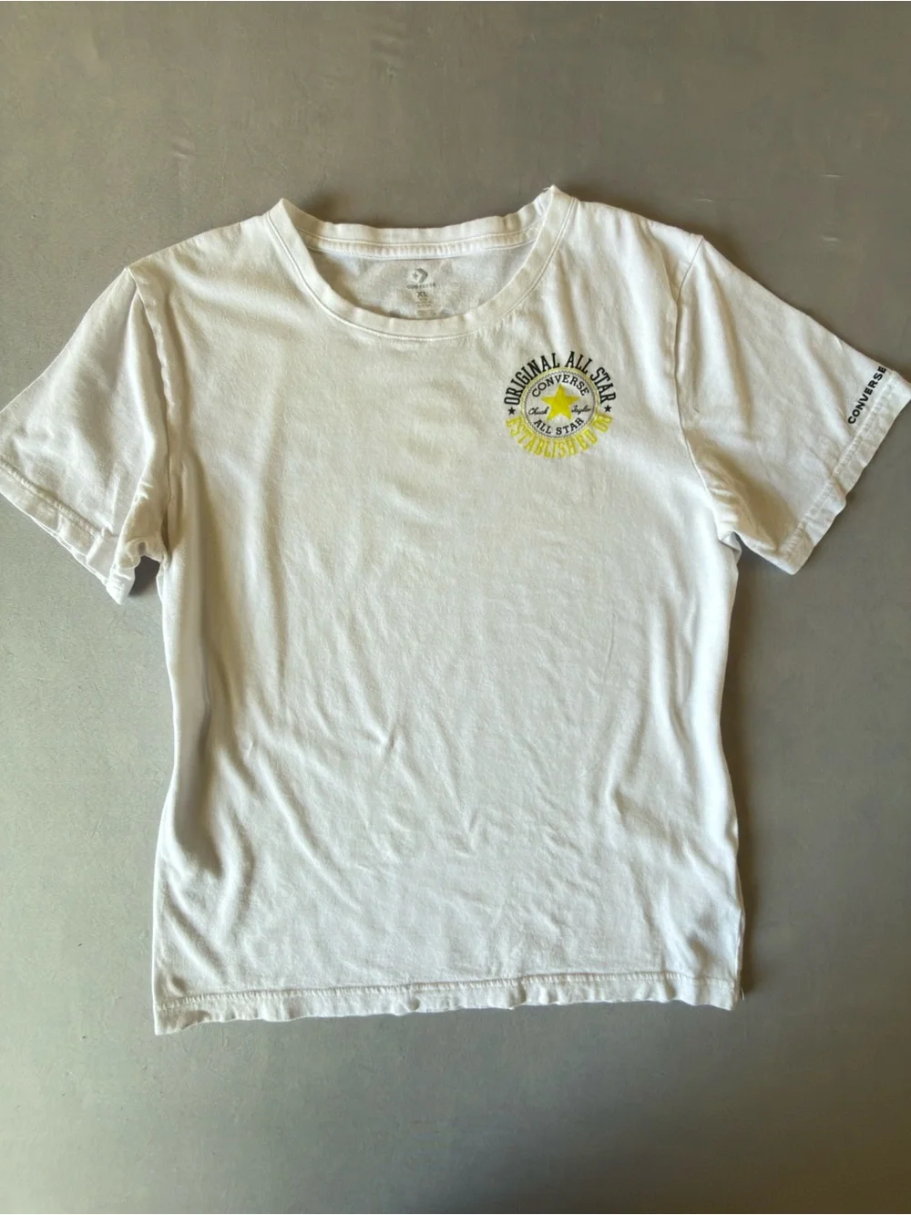 Converse Kids White Tee with Yellow Chest Logo