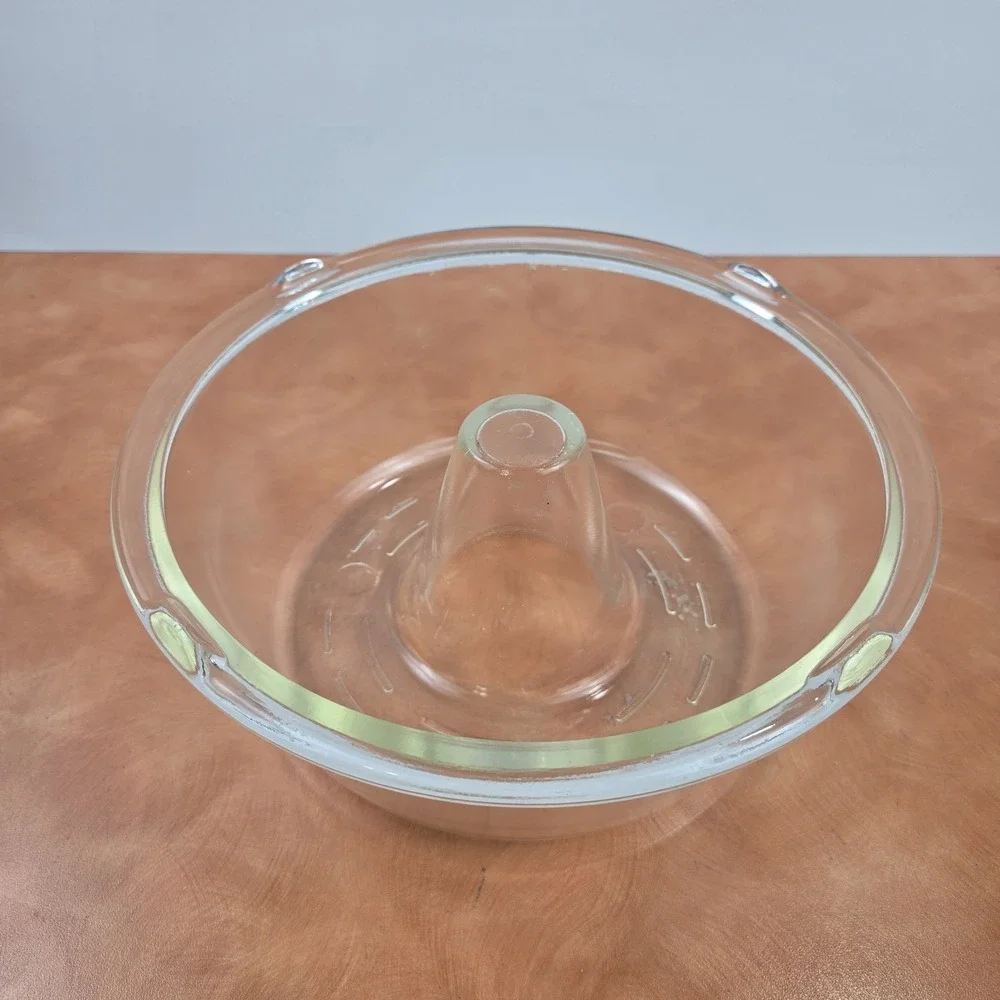 Vintage GLASBAKE Clear Glass Tube Bundt Cake Jello Angel Food Mold Pan #352