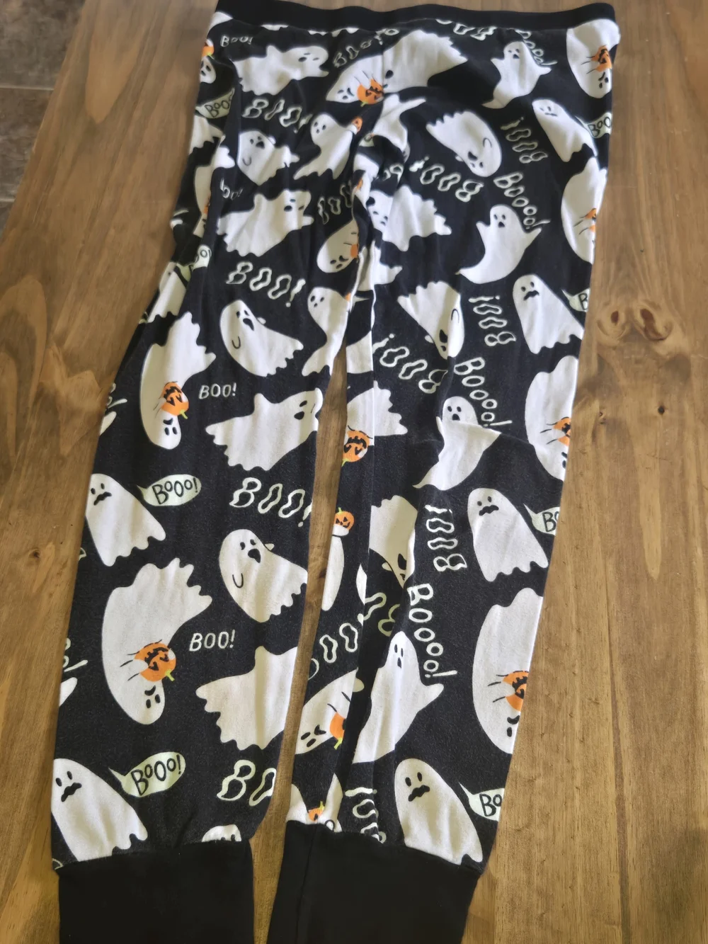 Old Navy Black Lounge Pants with White Ghost Print and Orange Accents