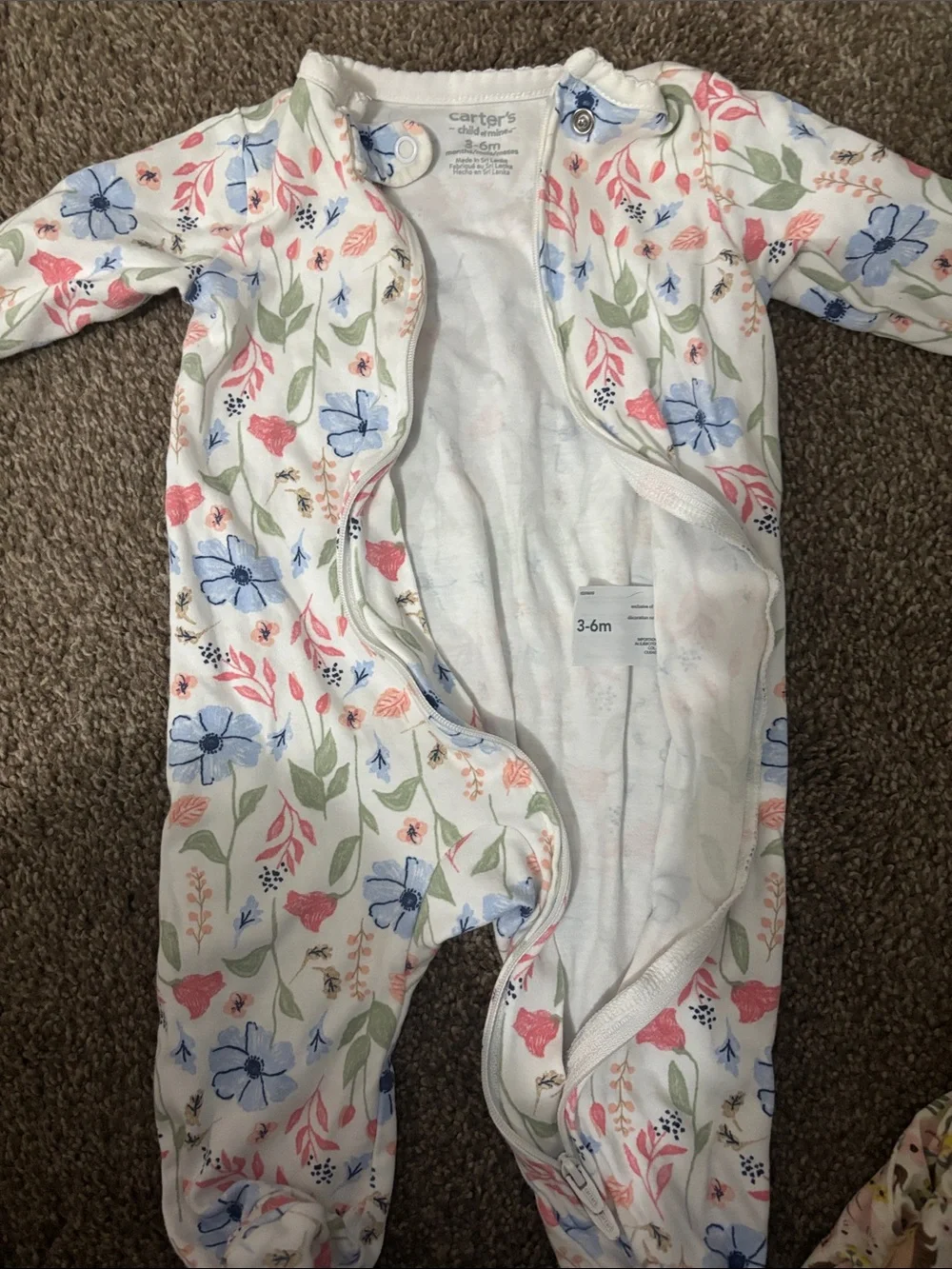Carter's Baby Floral & Fawn One-Piece Footed Pajamas - Pink/White