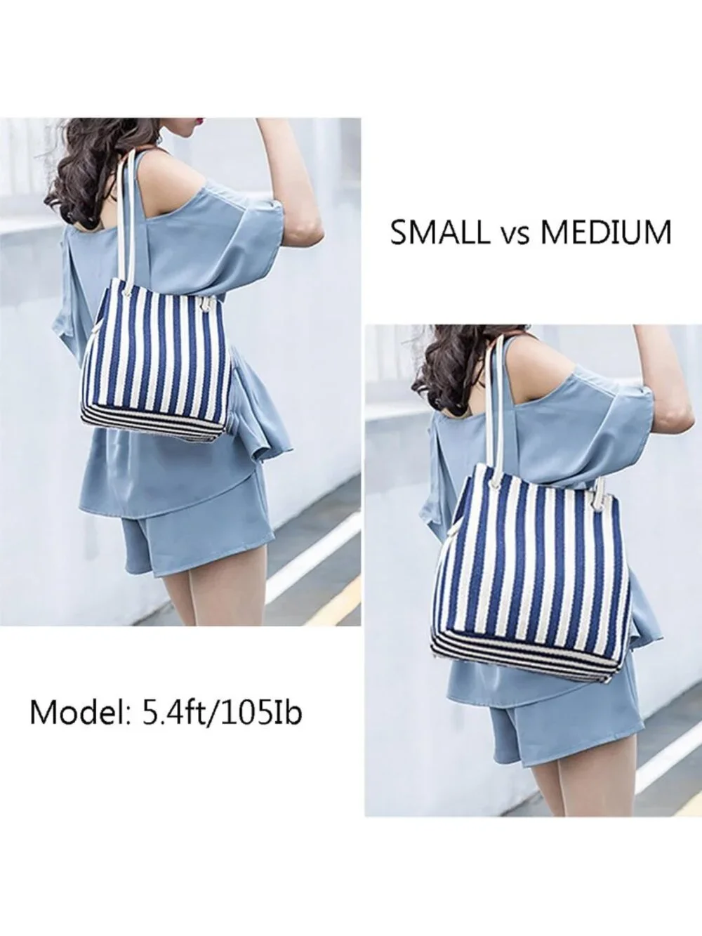 Stylish Striped Canvas Tote Bag with Adjustable Strap | Perfect for Beach
