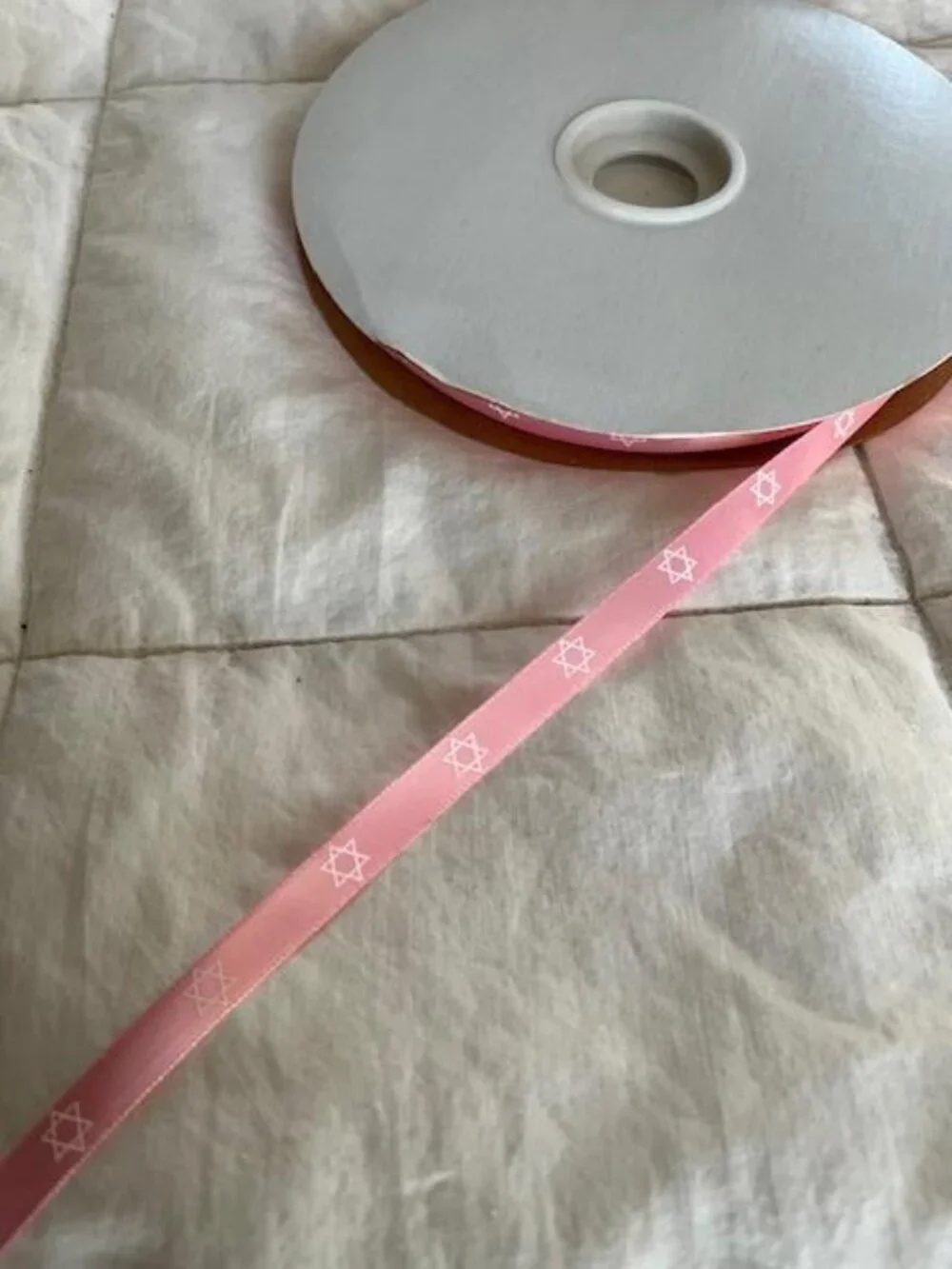 100 yards Screen Printed Satin Pink 3/8