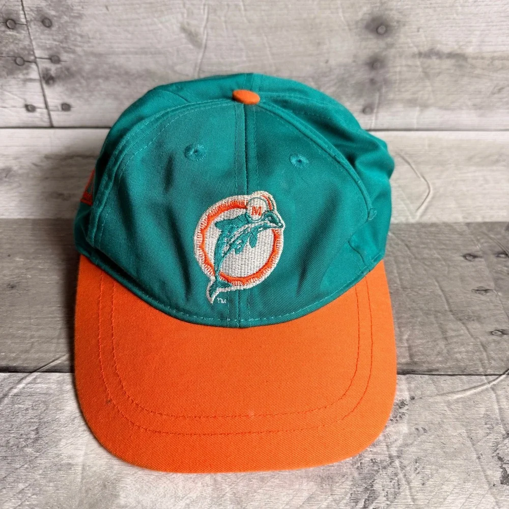 Vintage Miami Dolphins Hat Mighty-Mac Toddler Snapback Teal Orange NFL Football