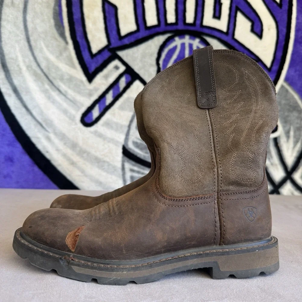 Size 10 - Ariat Style 10014238  Pull-On Distressed Brown Work Boots Men's