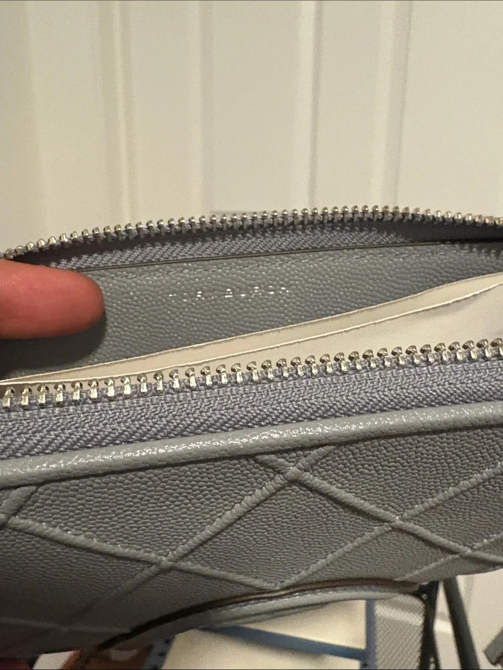 Tory Burch NWT Fleming Soft Grained Zip Continental Wallet In Slate