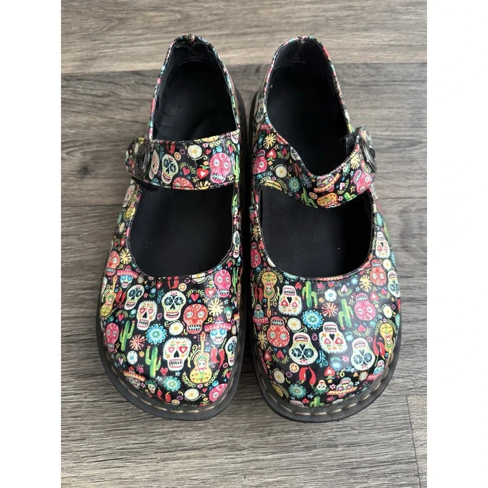Alegria Paloma Women's Shoes Mary Jane-‎ Floral Sugar Skull Print Size 9