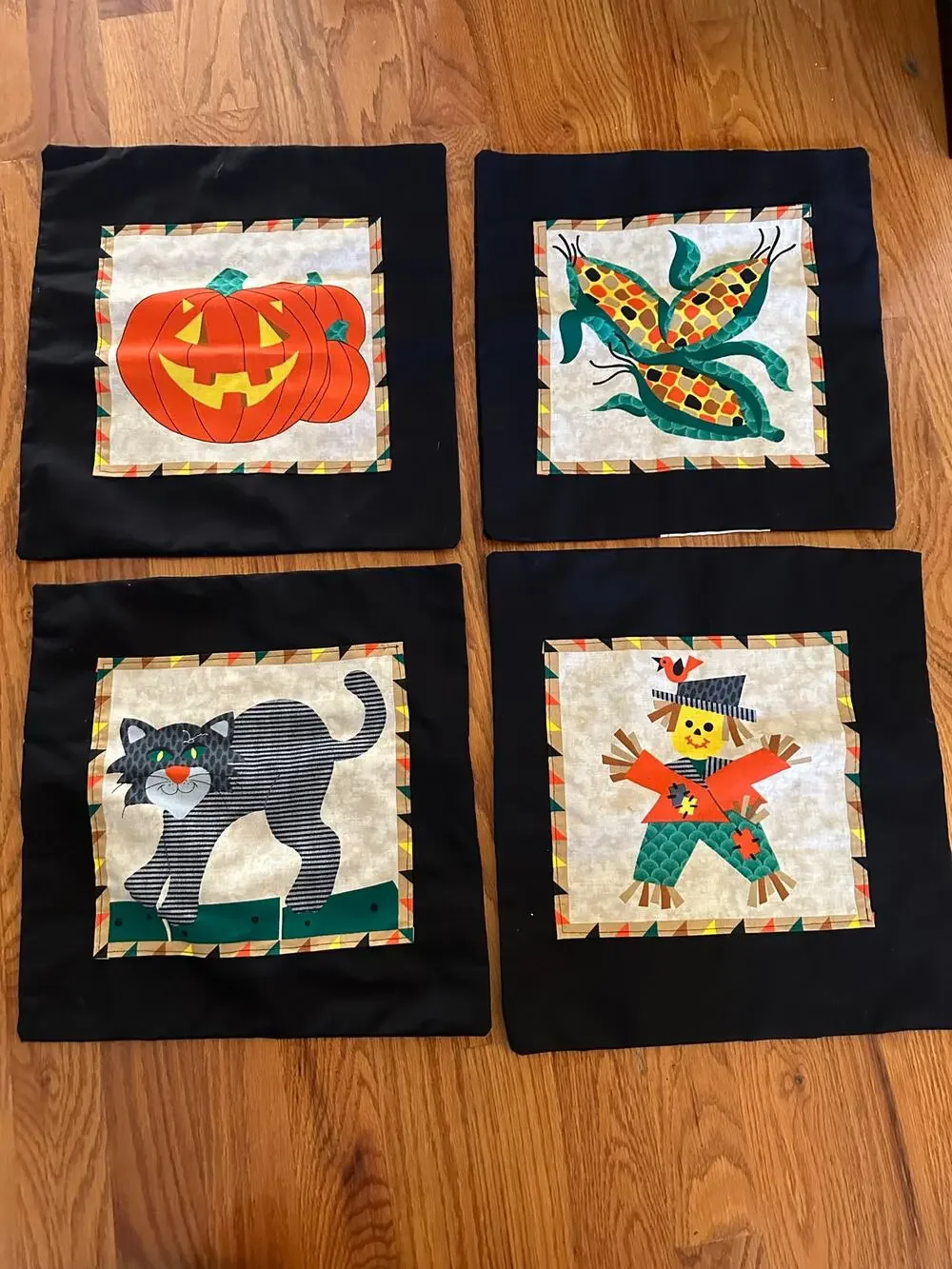 4 handmade Fall/ Halloween Pillow covers approx 16