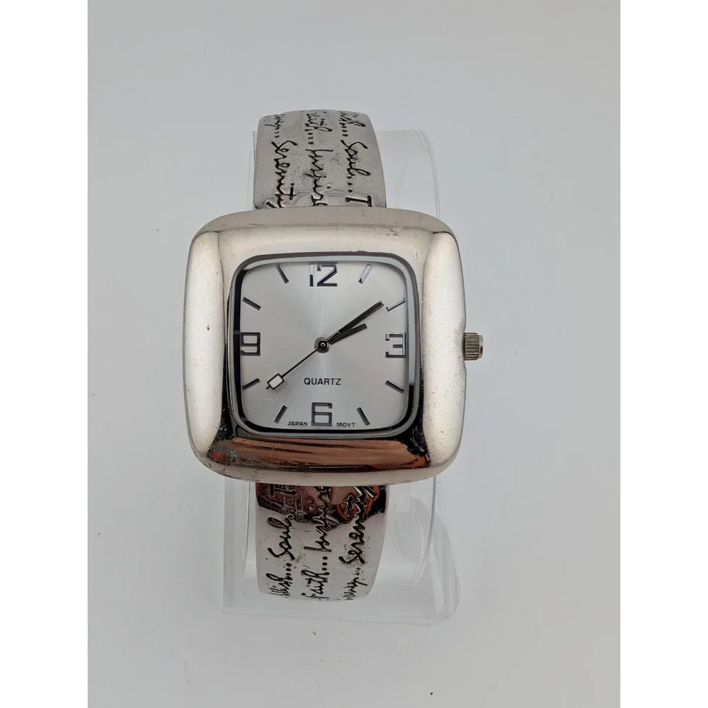 Love Hope Wish Faith Accutime Watch Women 36mm‎ Silver Bangle Band- New Battery