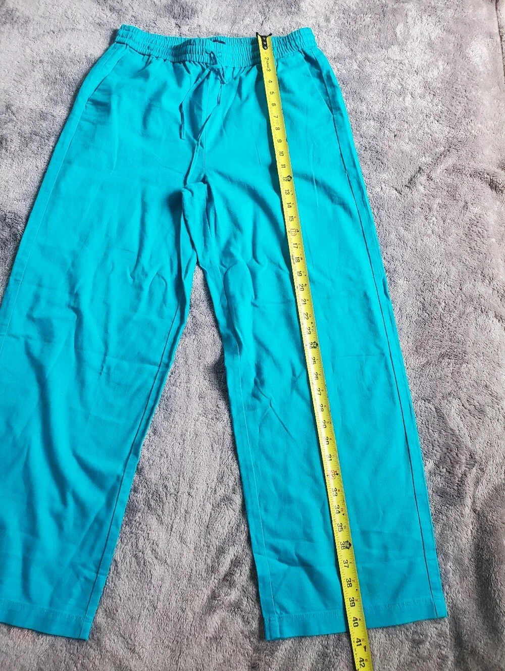 *NWT* J. Crew QBright Teal Linen-Blend Slim Wide-Leg  Drawstring Joggers