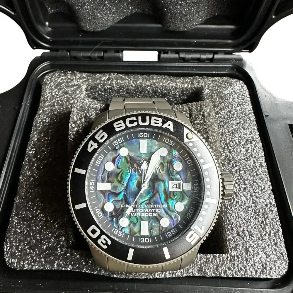 Invicta TI-22 Titanium Automatic Scuba 22082 Abalone Dial Watch Box Papers