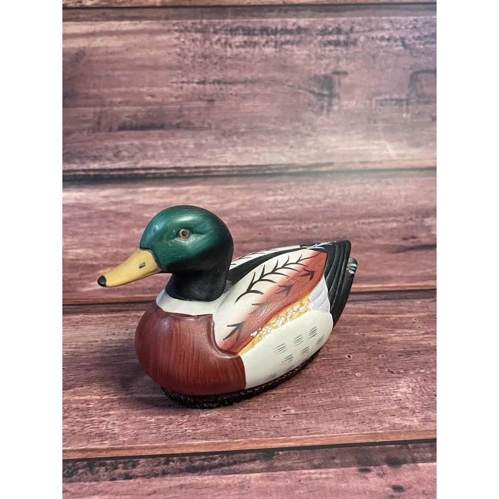 Vintage Jasco Lint Brush Mallard Duck Decoy Figurine Ceramic Hand-Painted