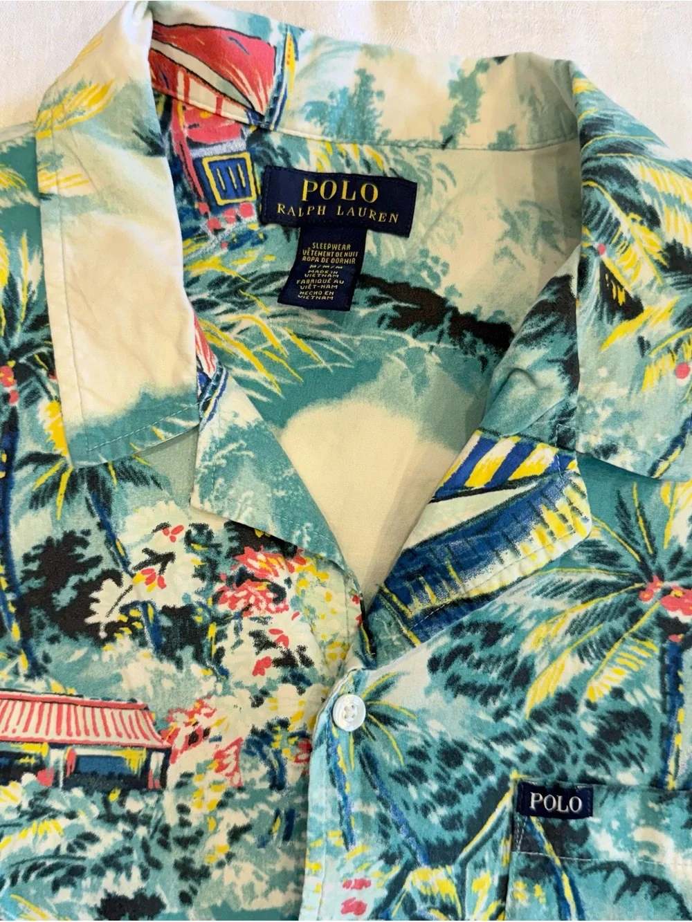 Polo Ralph Lauren Aloha Camp Button Down Shirt Men's Medium Hawaiian Tropical /F