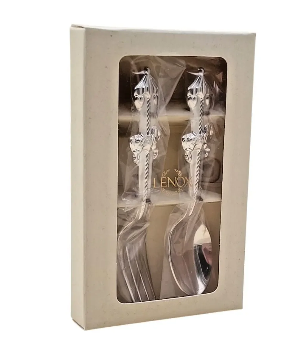 Lenox Baby Jewel Collection Child Fork and Spoon Set in Original Box - Carousel