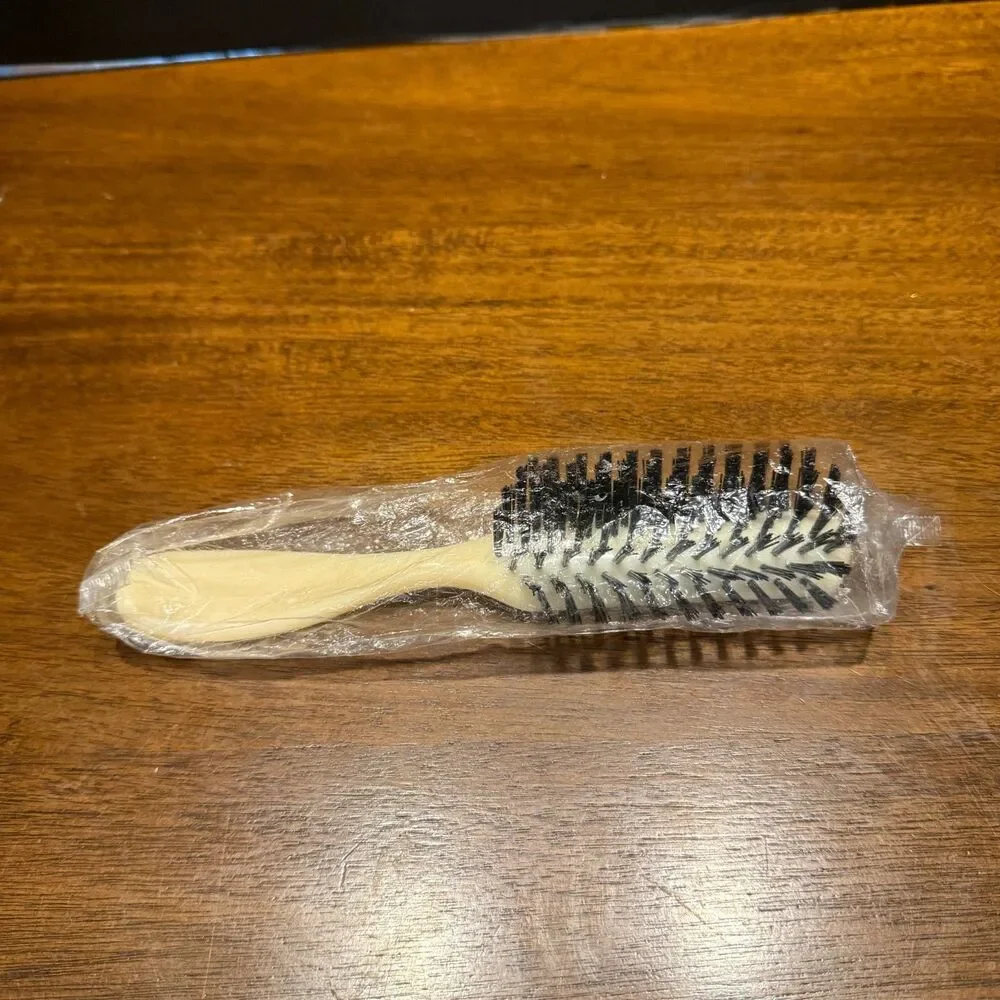 Vintage Cream Vent Brush Double Sided Nylon Bristle Hair Stylist Salon Tool Seal