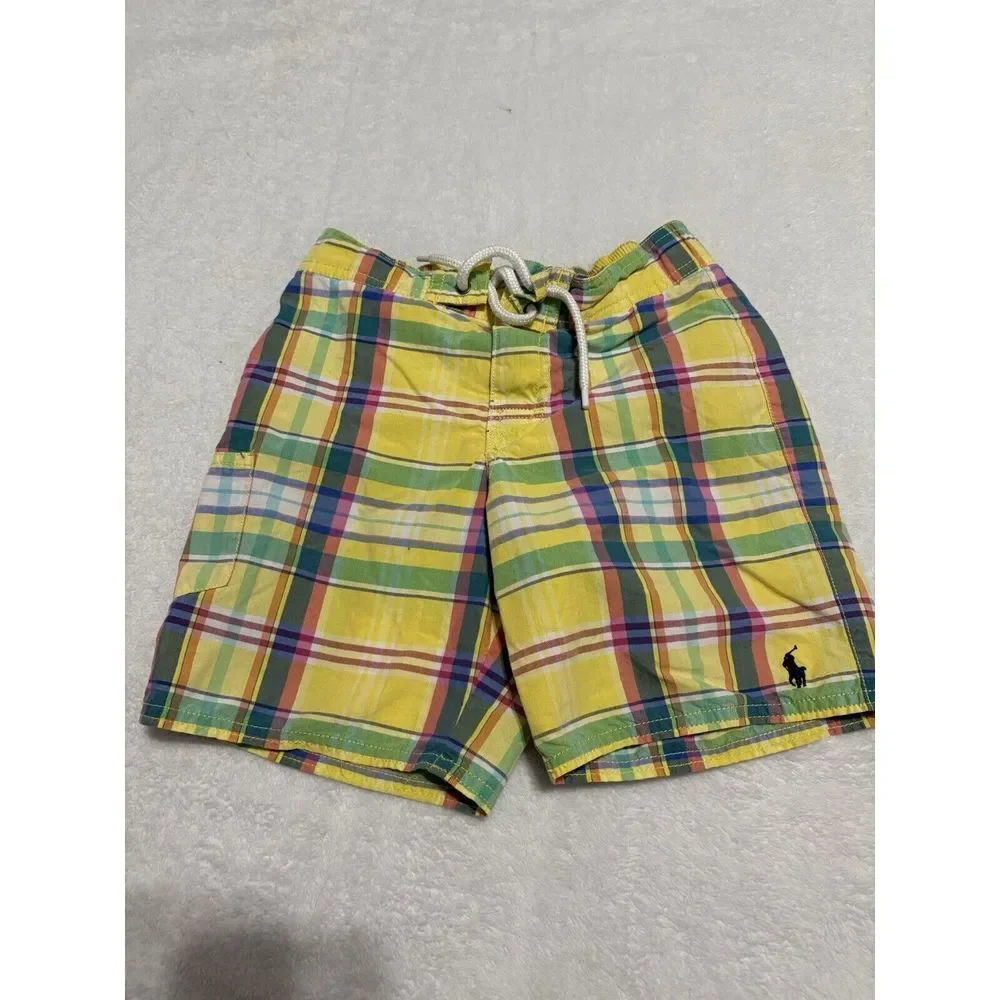 Boys Size‎ 5 Polo Ralph Lauren Plaid Swim Trunks Flawed Lined